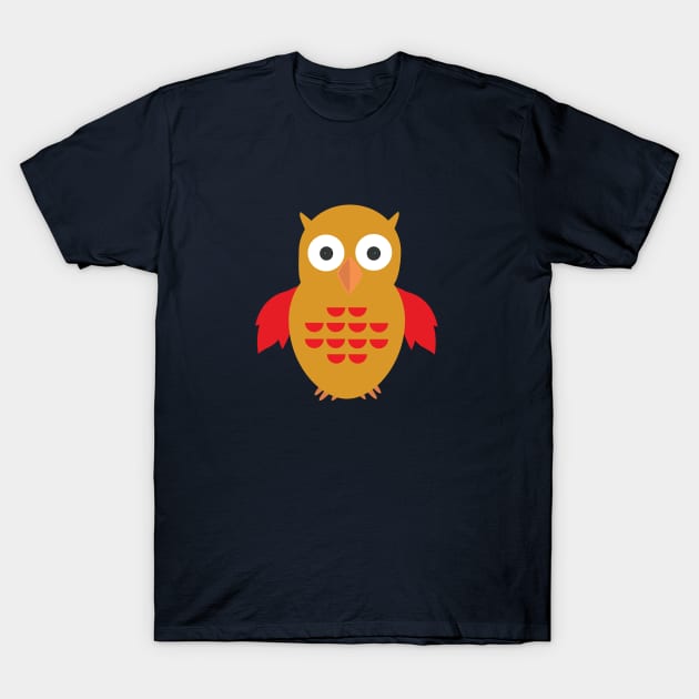 Yellow & Red Owl T-Shirt by adamzworld